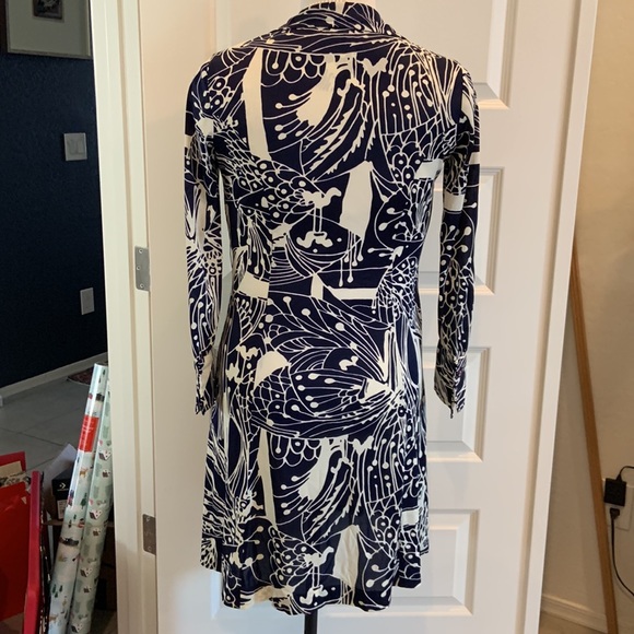 Gorgeous Vintage Cay Artley Long Sleeved Navy and White Button up Dress Sz M-L - Picture 3 of 12